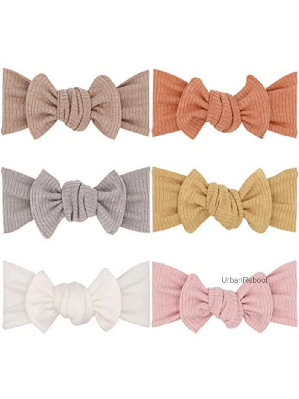Baby Girls Stretchy Rib Knit Headband Bows Set Adjustable Hair Wraps
